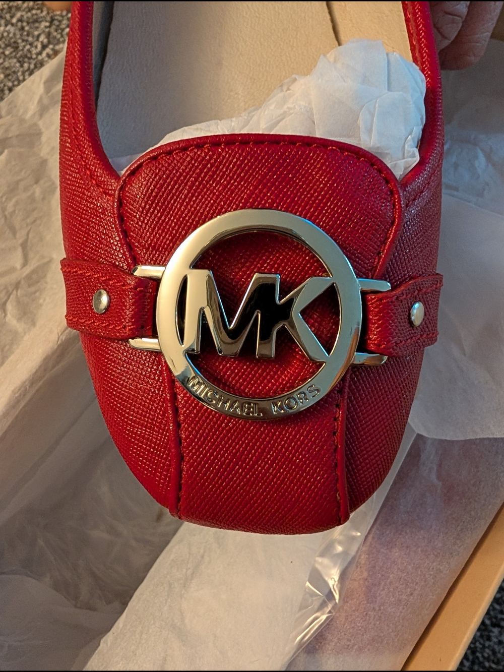 Michael Kors Red Ballet Flat with Signature MK Logo - Picture 5 of 5
